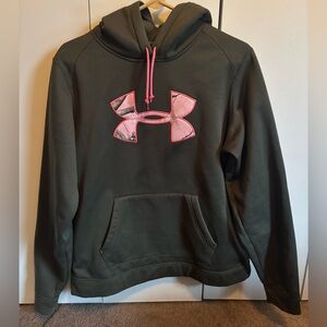 Green and pink camo under armour hoodie size large